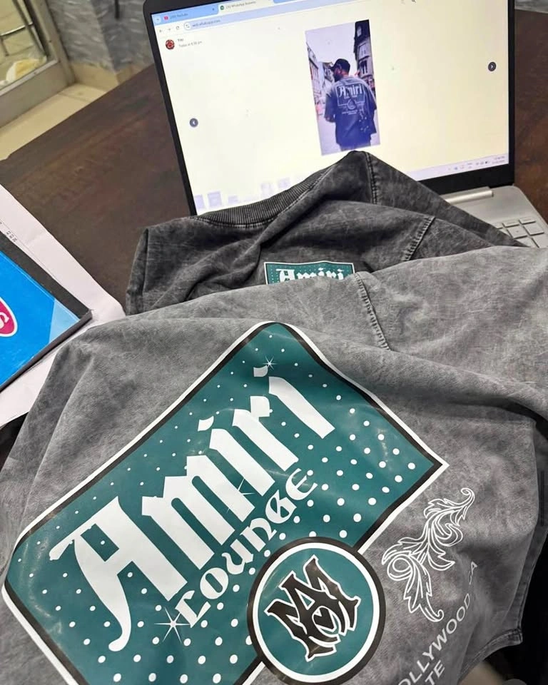Amiri Lounge Graphic T-Shirt – Washed Grey – Streetwear Style