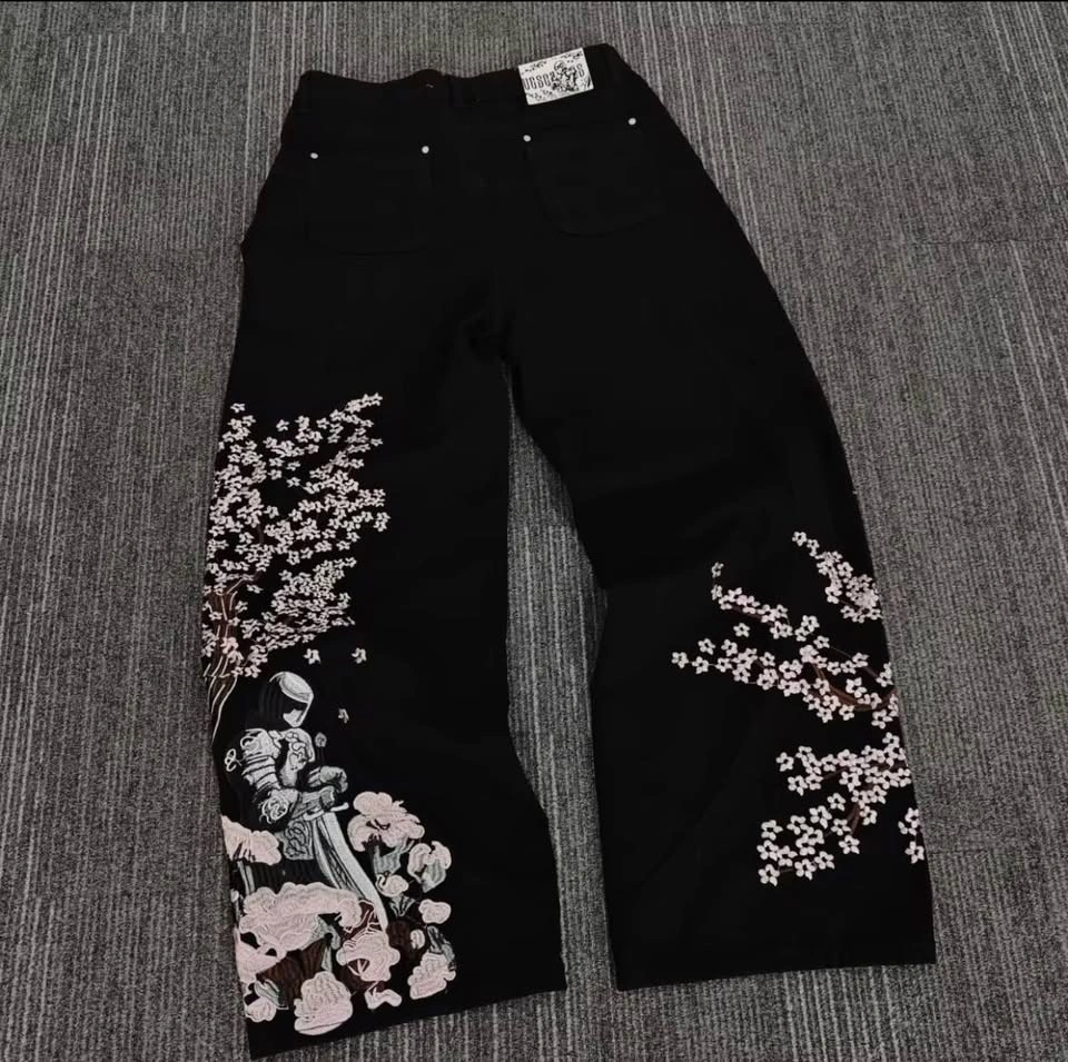 🔥 Vintage 3D Embroidery Baggy Denim Jeans – Streetwear Style 🔥 - photo 2