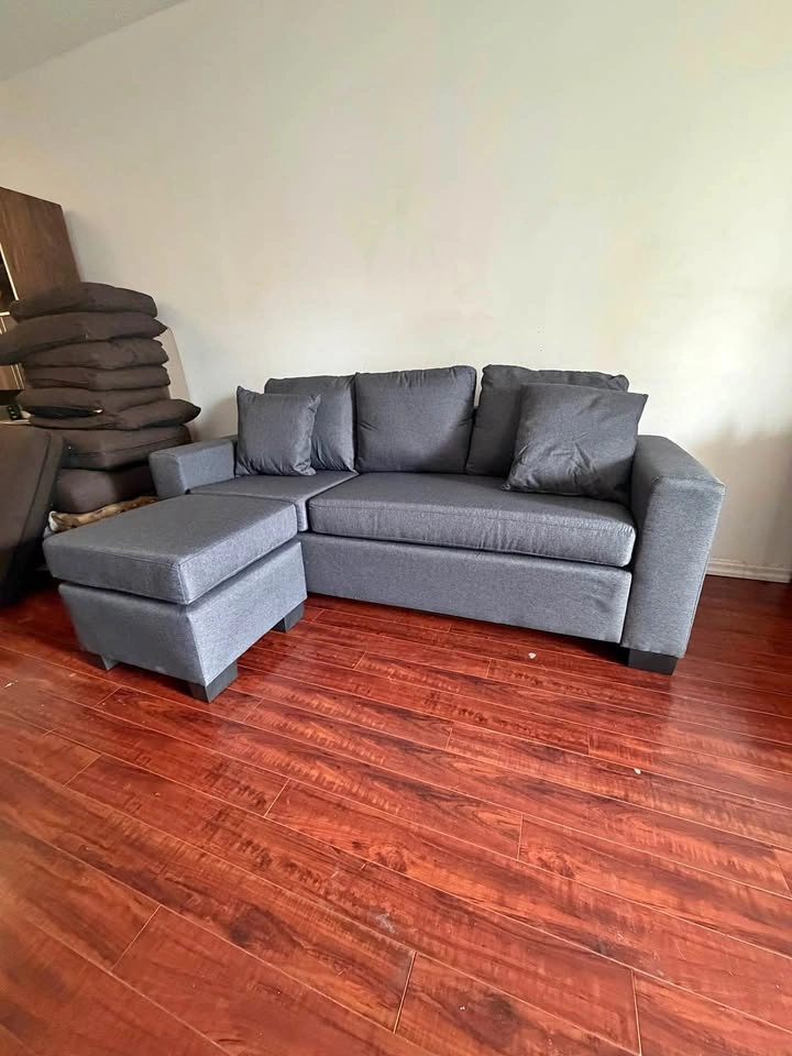 3-in-1 Convertible Condo Size Sectional Sofa - Grey