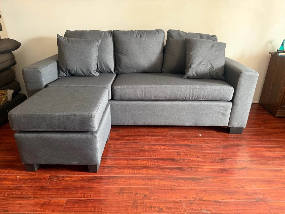 3-in-1 Convertible Condo Size Sectional Sofa - Grey - photo 2