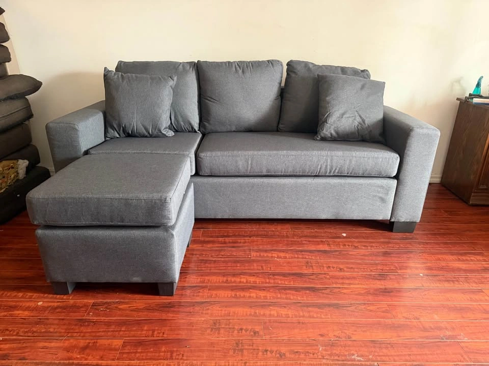 3-in-1 Convertible Condo Size Sectional Sofa - Grey - photo 3