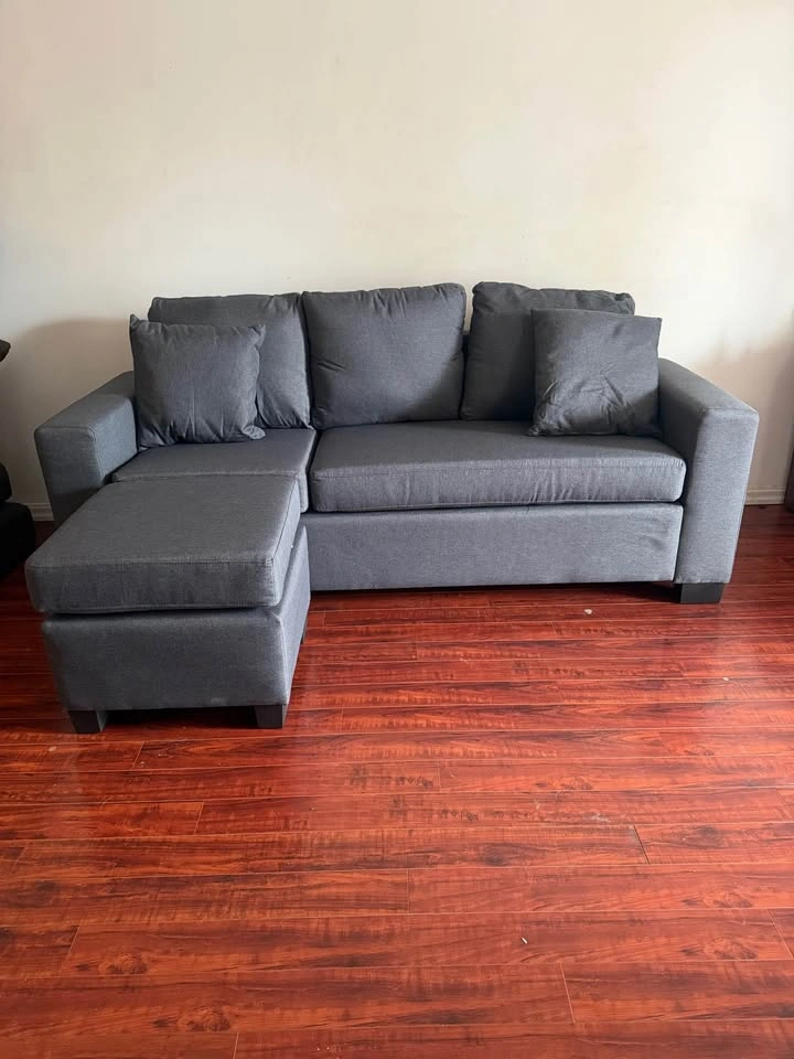 3-in-1 Convertible Condo Size Sectional Sofa - Grey - photo 4