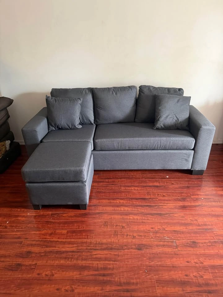 3-in-1 Convertible Condo Size Sectional Sofa - Grey - photo 5