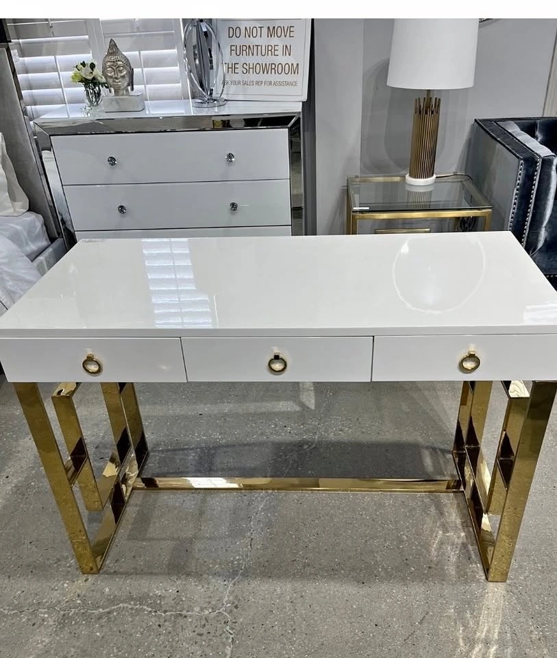 Computer Desk – Gold Finish