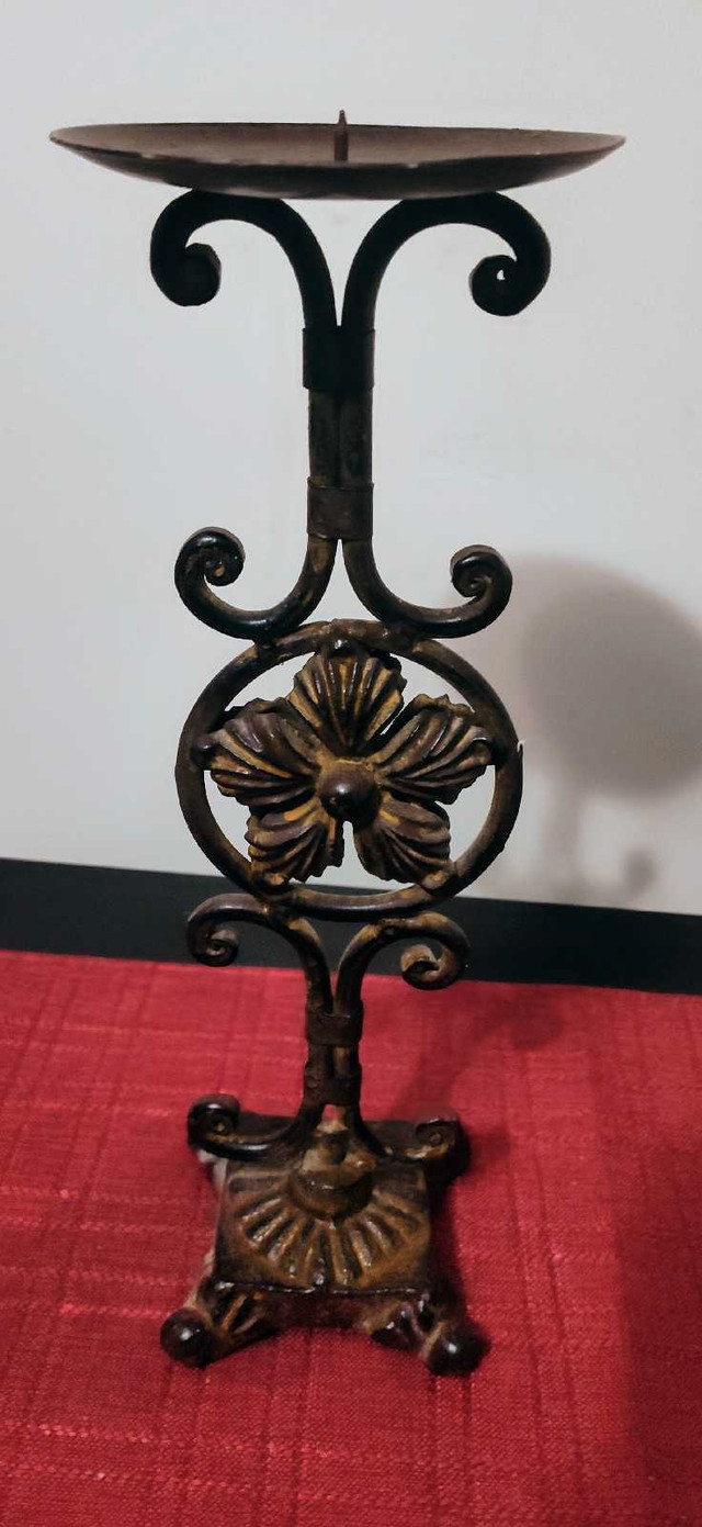 Vintage Long Stem Cast Iron Candlestick Candle Holder