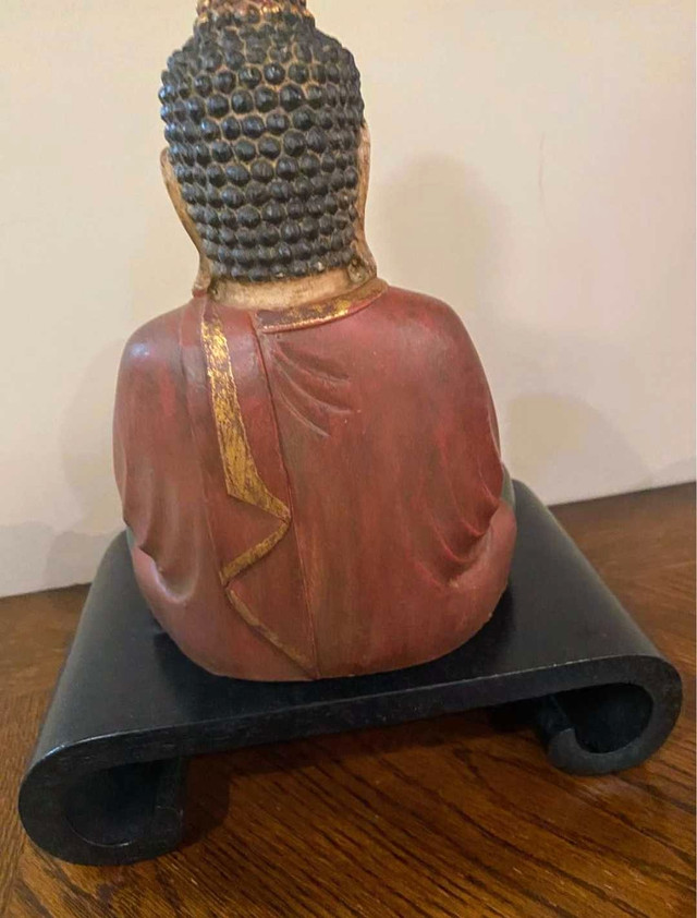 Ancient Buddha Statue with wooden stand. 7”x 10” - photo 3