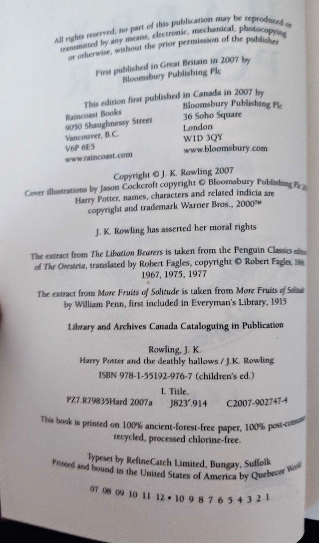 Harry Potter & Deathly Hallows -HC First Ed - photo 4