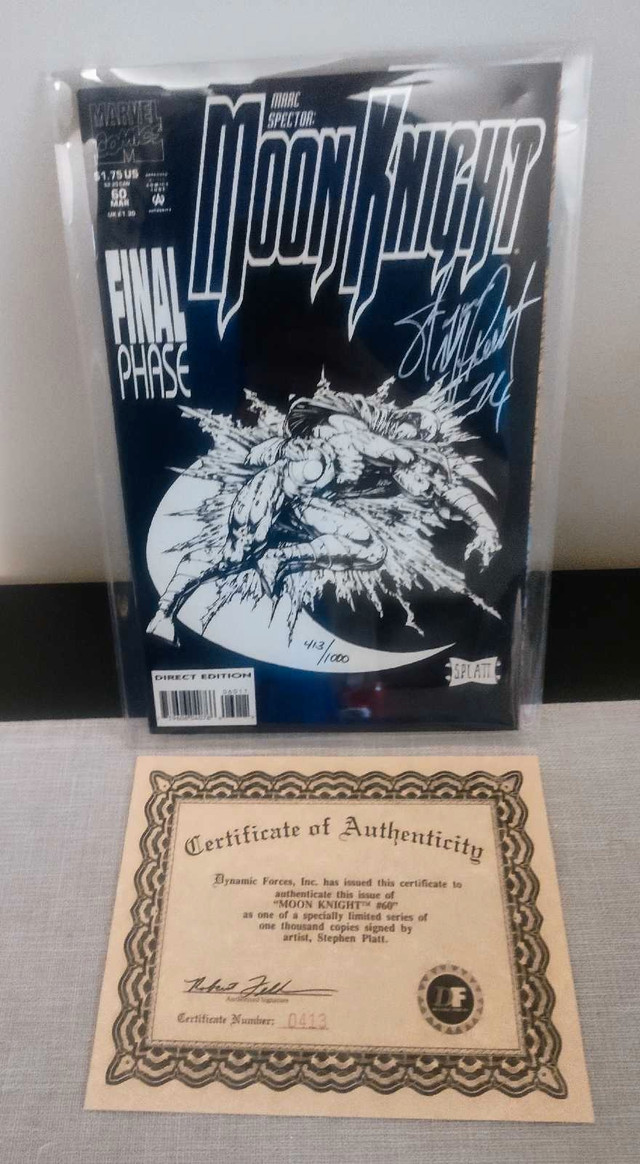 MOON KNIGHT # 60 Signed By STEPHEN PLATT #413/1000 COA
