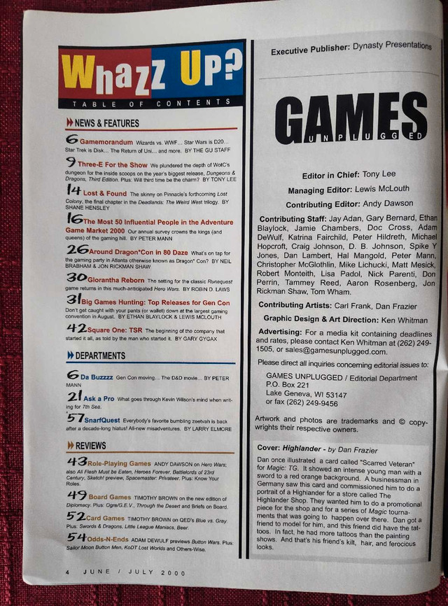 GAMES UNPLUGGED Magazine # 1 Premier Issue! - photo 2