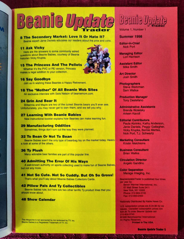 Beanie Update Trade-Premiere Issue 1998-Beanie baby magazine - photo 4
