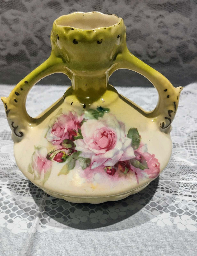 Vintage Stamped Czech Floral Vase 5" X 5"