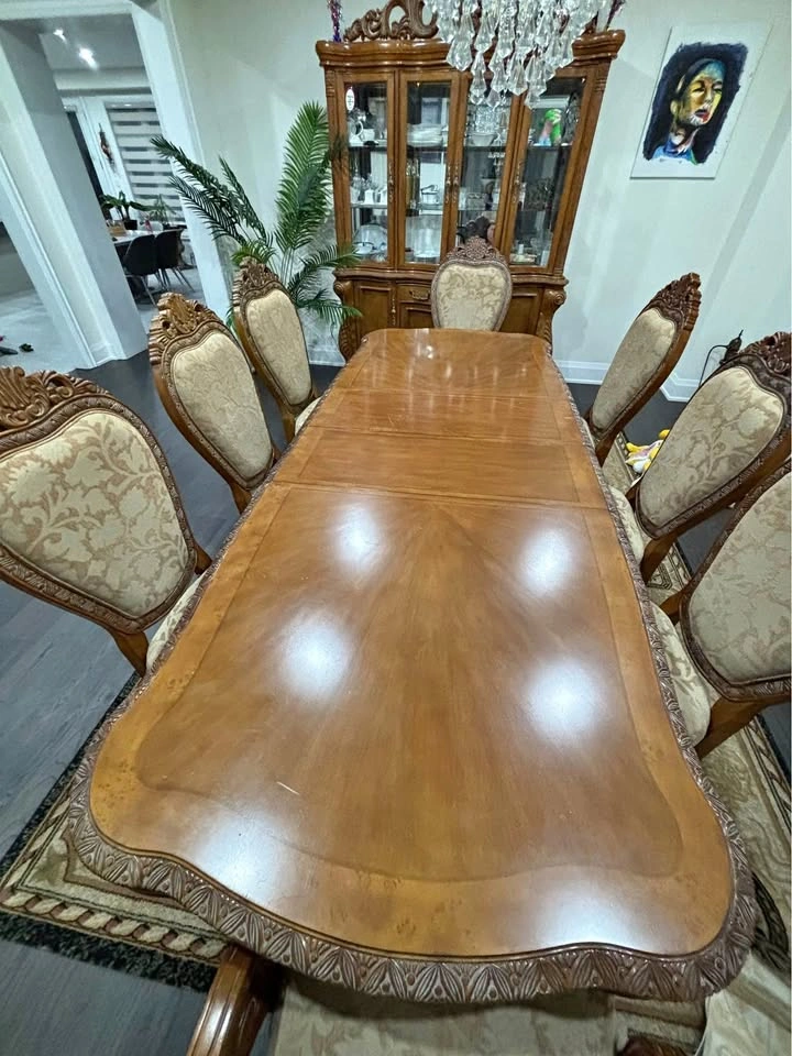 Moving Sale! 8-Chair Dining Set with Hutch – Only $800 (Firm)