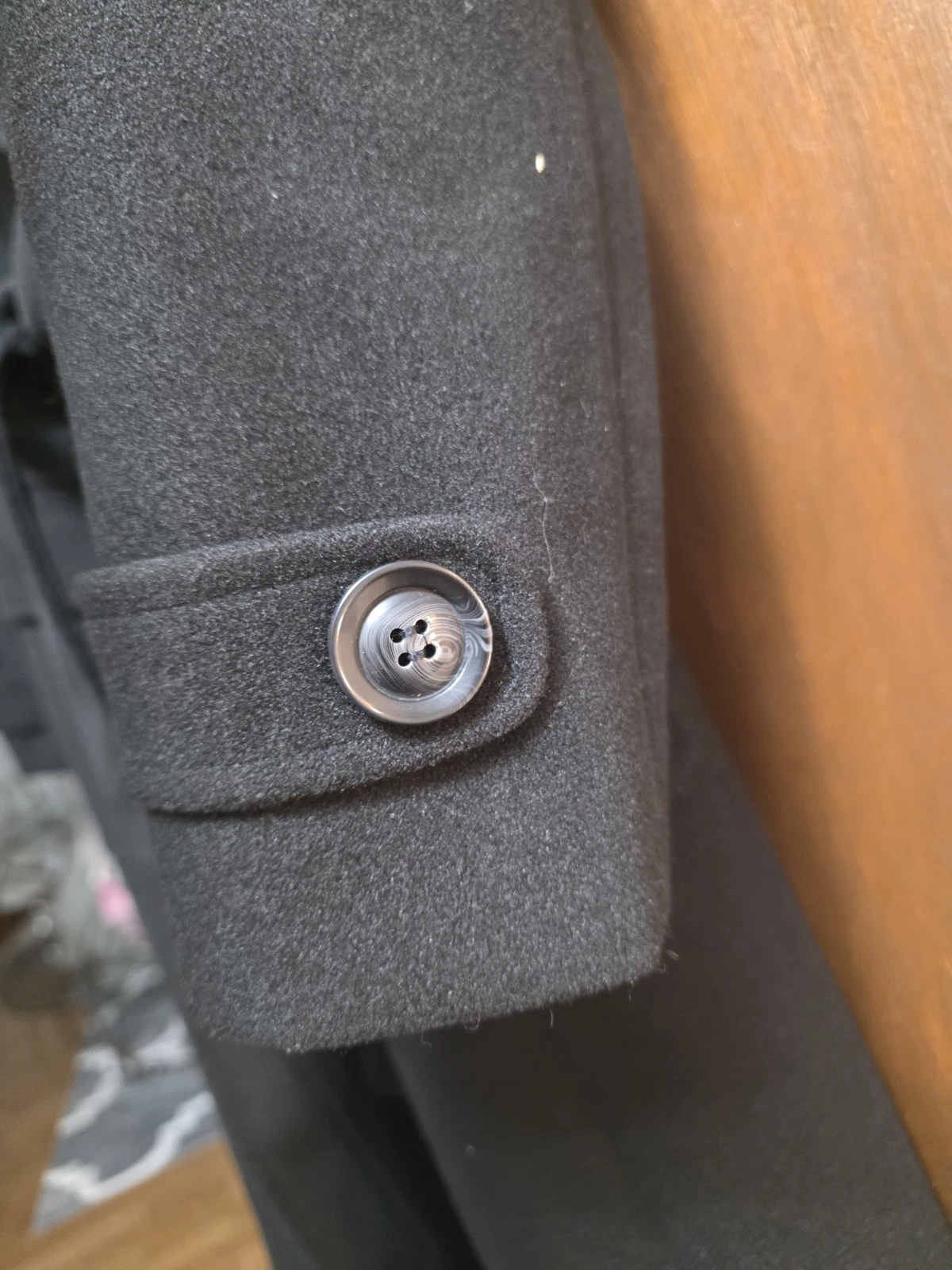 Women's Black Wool Blend Trench Coat - Size M/L - photo 3