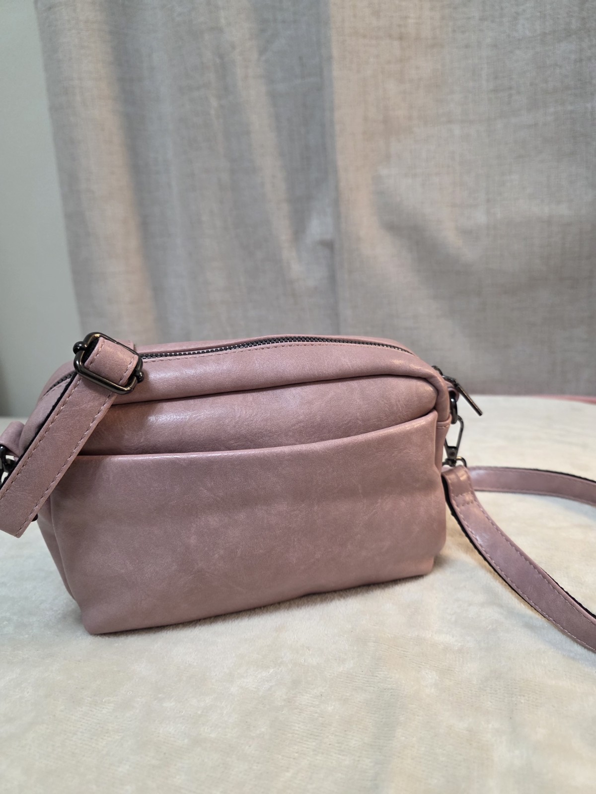 Small Triple Zip Crossbody Bag – Compact Handbag for Women, Ligh