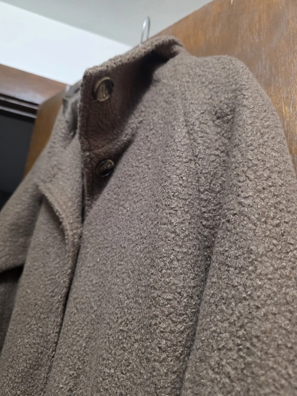 Chouyatou Notched Collar Single Breasted Wool Blend Over Coat M - photo 3