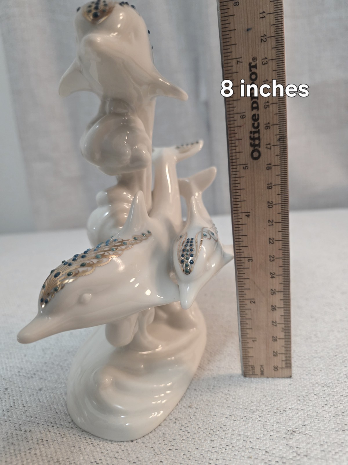 1996 Lenox China 3 Dolphins Figurine 8" Jeweled Collection - photo 2