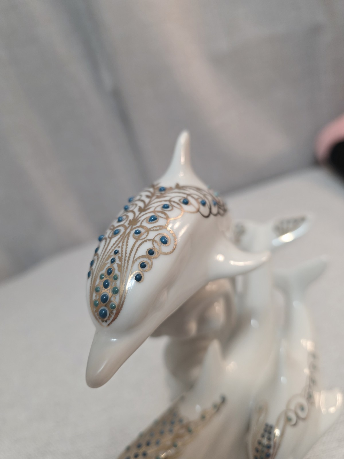 1996 Lenox China 3 Dolphins Figurine 8" Jeweled Collection - photo 3