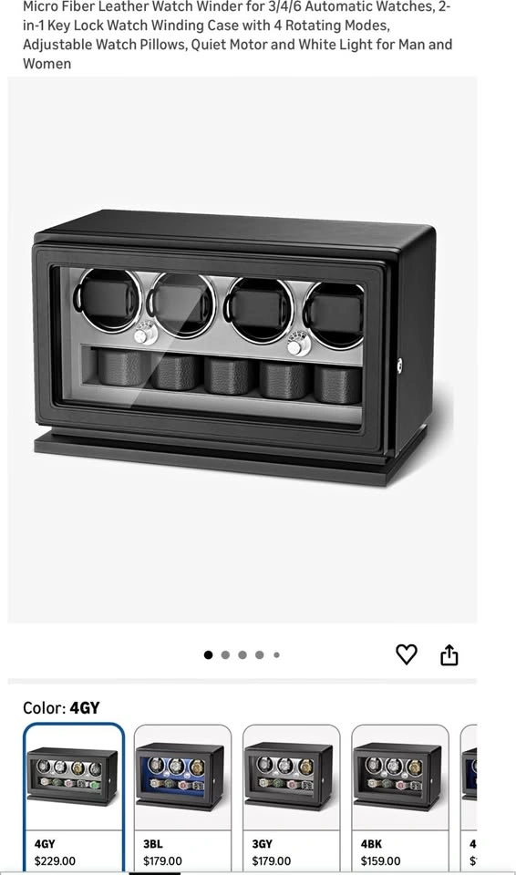 New Watch Winder for 4 Automatic Watches (Gray)