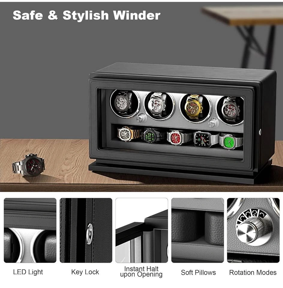 New Watch Winder for 4 Automatic Watches (Gray) - photo 3