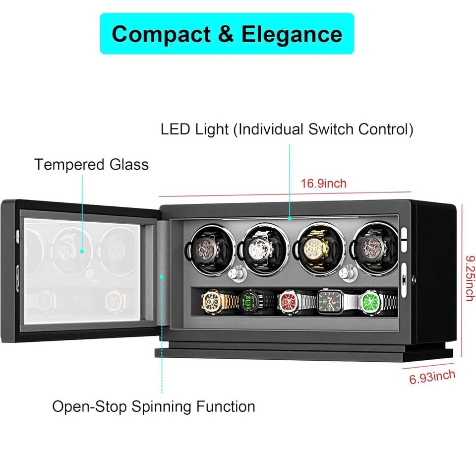 New Watch Winder for 4 Automatic Watches (Gray) - photo 5