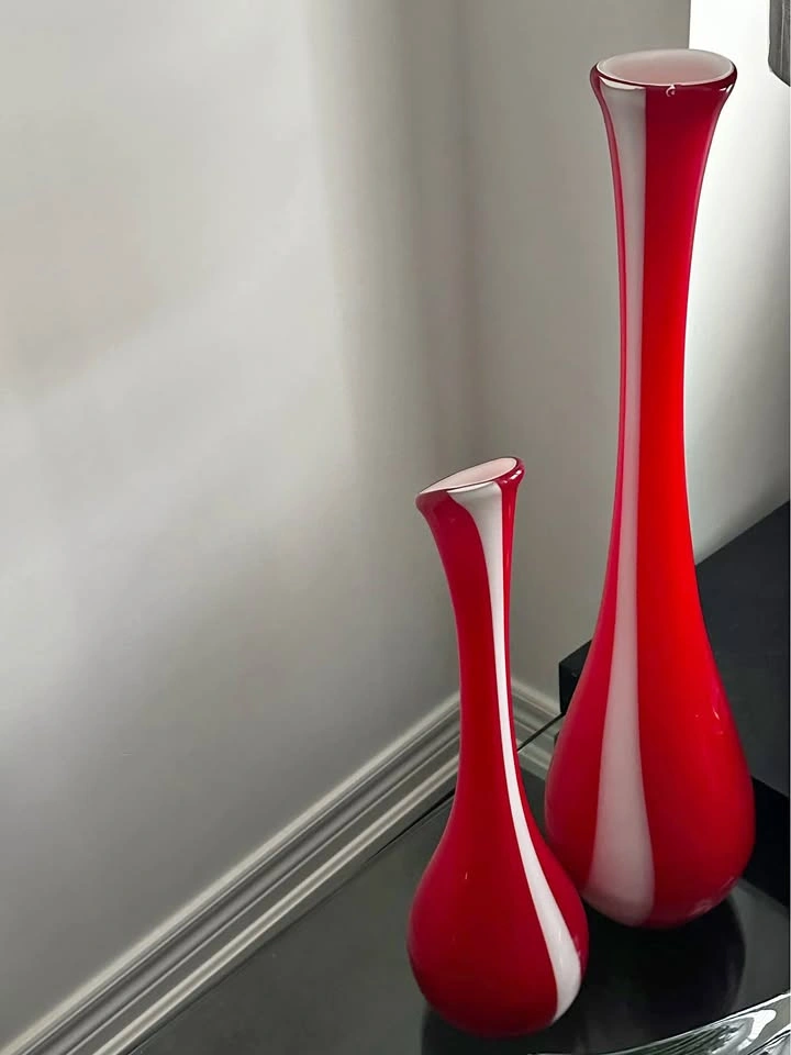 Red Glass Vases Set