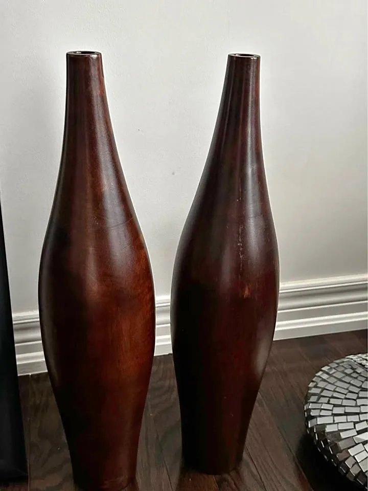 Brown Tall Vases Pair