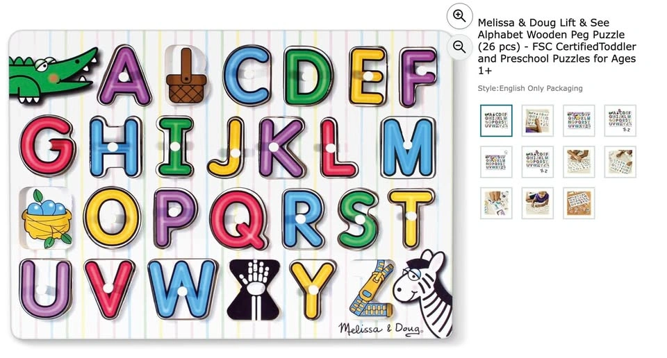 Melissa and Doug Lift and See Alphabet Wooden Peg Puzzle - photo 2