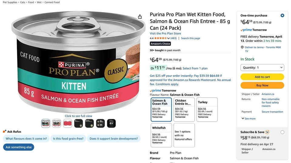 Purina Pro Plan Kitten Food - Salmon & Ocean Fish (85g)