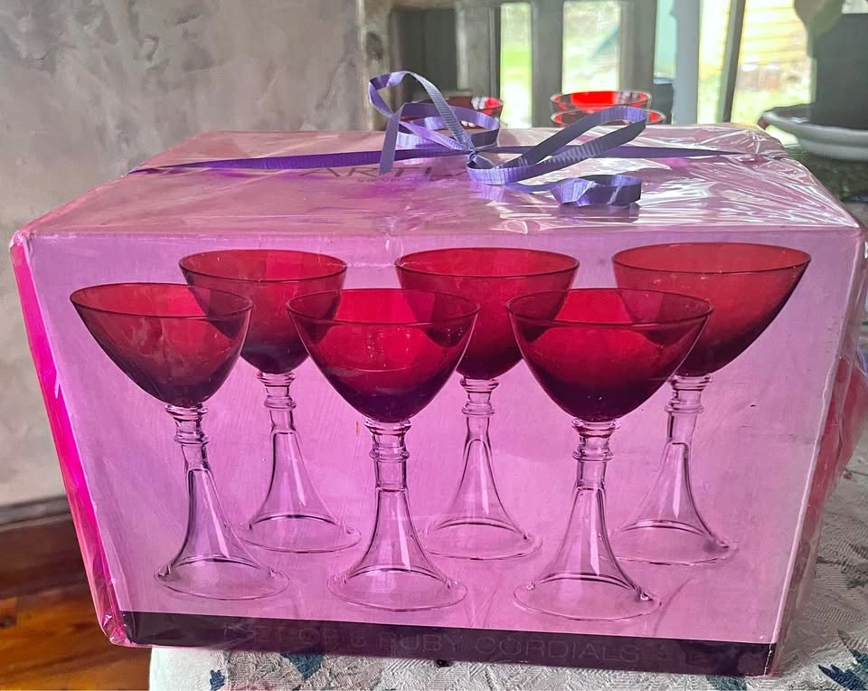 Ruby Red Cordial Glasses Set of 6 - Never Used!