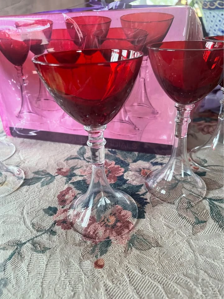 Ruby Red Cordial Glasses Set of 6 - Never Used! - photo 2