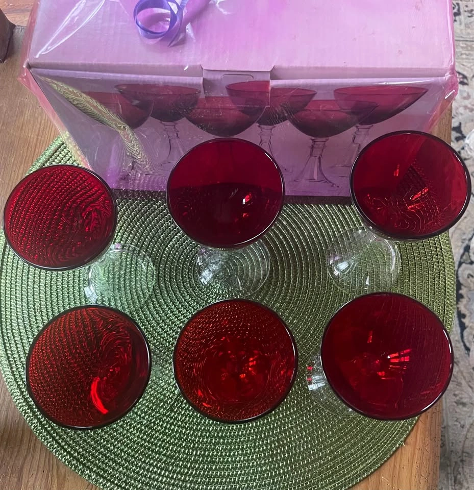 Ruby Red Cordial Glasses Set of 6 - Never Used! - photo 4