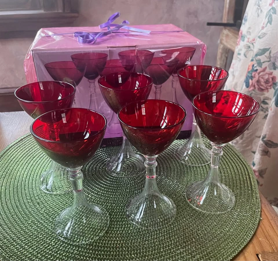 Ruby Red Cordial Glasses Set of 6 - Never Used! - photo 5