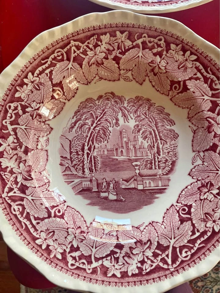 SET OF 2 VINTAGE PINK VISTA FRANCISCAN TRANSFERWARE BOWLS