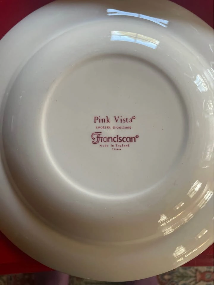 SET OF 2 VINTAGE PINK VISTA FRANCISCAN TRANSFERWARE BOWLS - photo 2