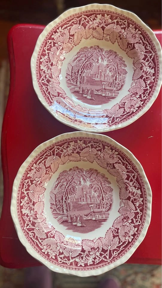 SET OF 2 VINTAGE PINK VISTA FRANCISCAN TRANSFERWARE BOWLS - photo 3