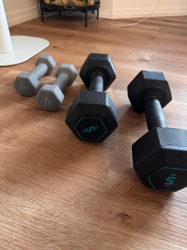 GoZone 3 lb & Decathlon 5 kg Hex Dumbbells (Pair)