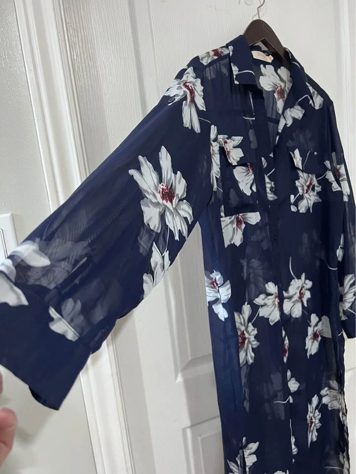 Floral Sheer Midi Kimono Duster Overlay - LG/XL - photo 2