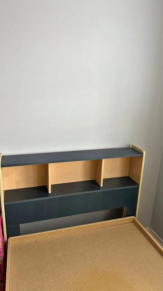 PICKUP ONLY - Twin XL Bed - Blue & Wood Finish