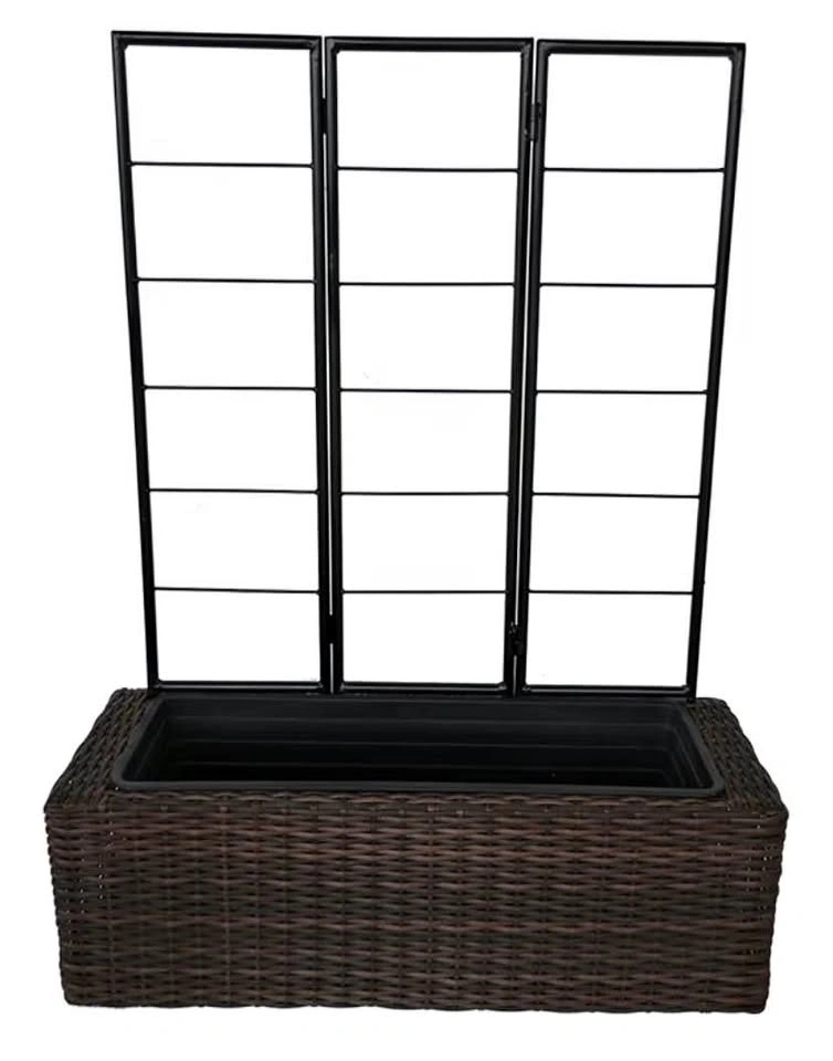 Grapevine Resin Wicker Planter with Trellis, Multi-Tone Brown