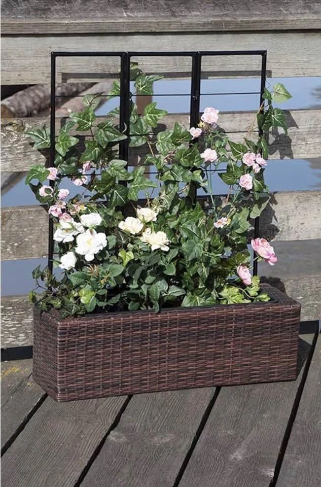 Grapevine Resin Wicker Planter with Trellis, Multi-Tone Brown - photo 3