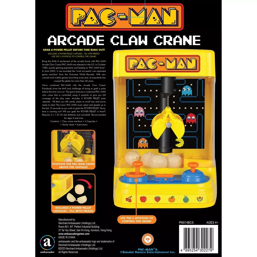 PAC-MAN Claw Crane Arcade Game w Sounds Candy Plush Home - NEW - photo 2