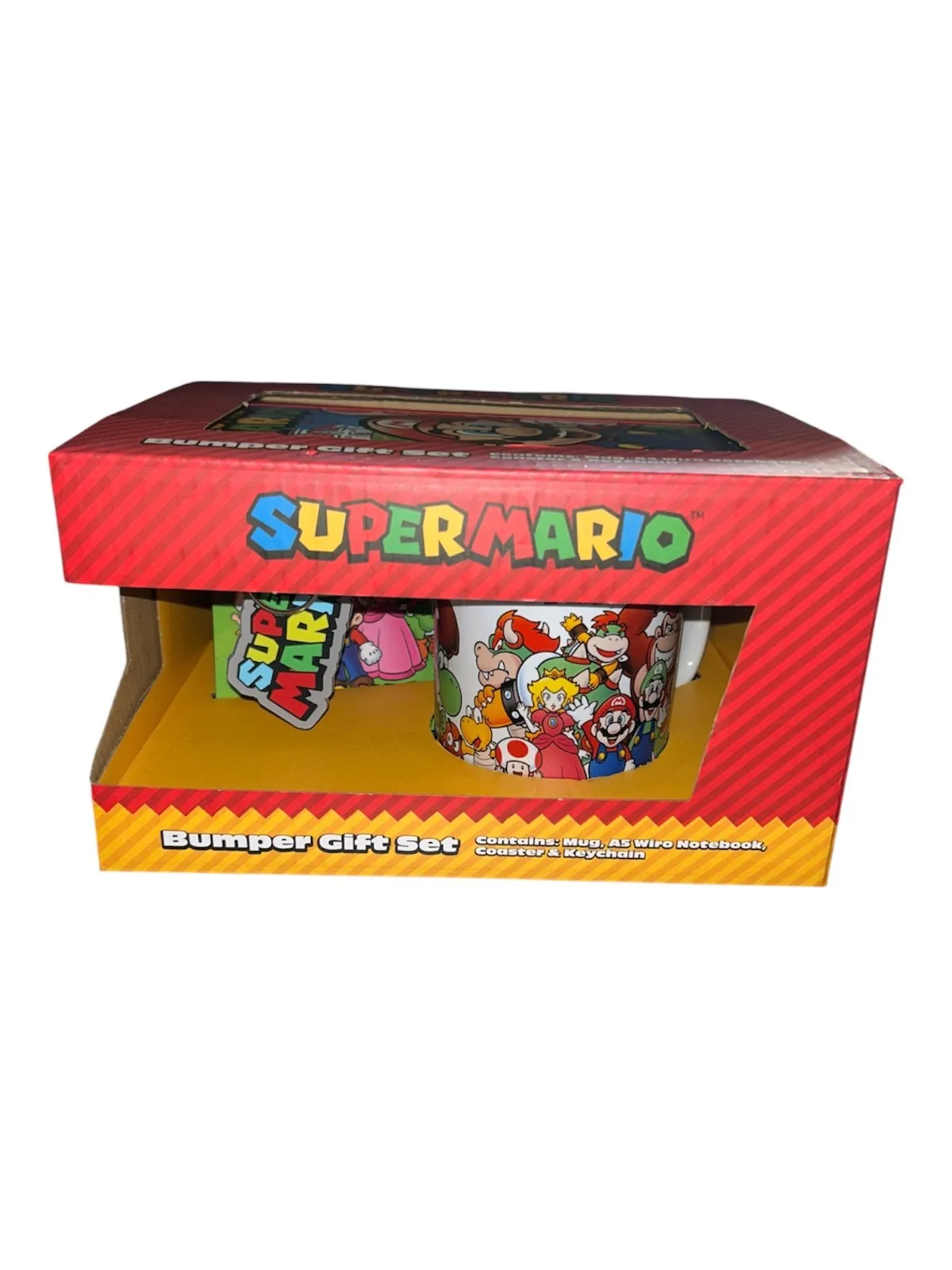 Super Mario Bumper Gift Set – 11oz Ceramic Mug, Notebook, Coaste