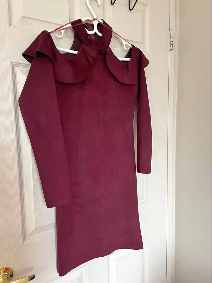 Burgundy Cold-Shoulder Dress - size Medium