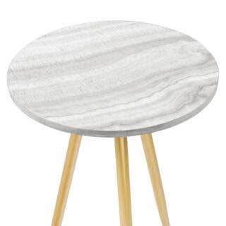 New Round White and Gold Side Table or Nightstand - photo 3