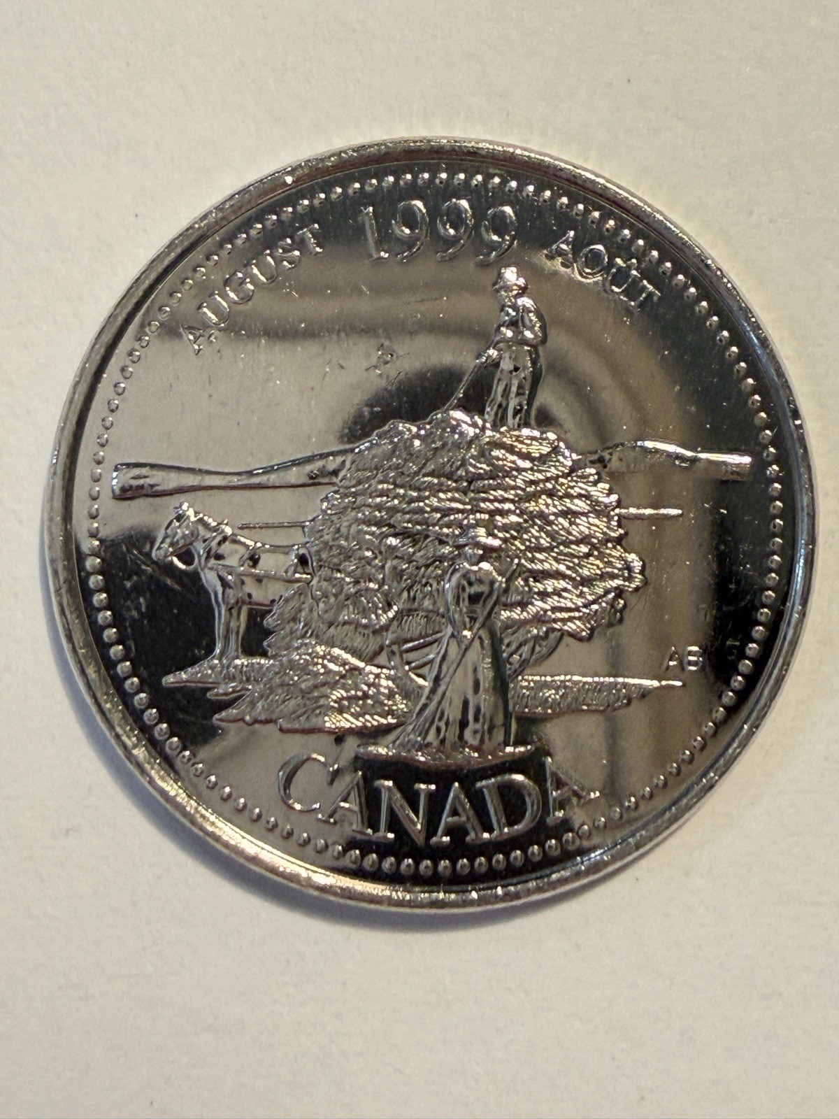 Canada 1999 August 25 cents AU Quarter Small Error