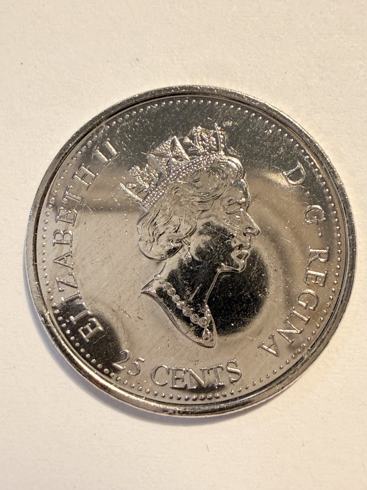 Canada 1999 August 25 cents AU Quarter Small Error - photo 2