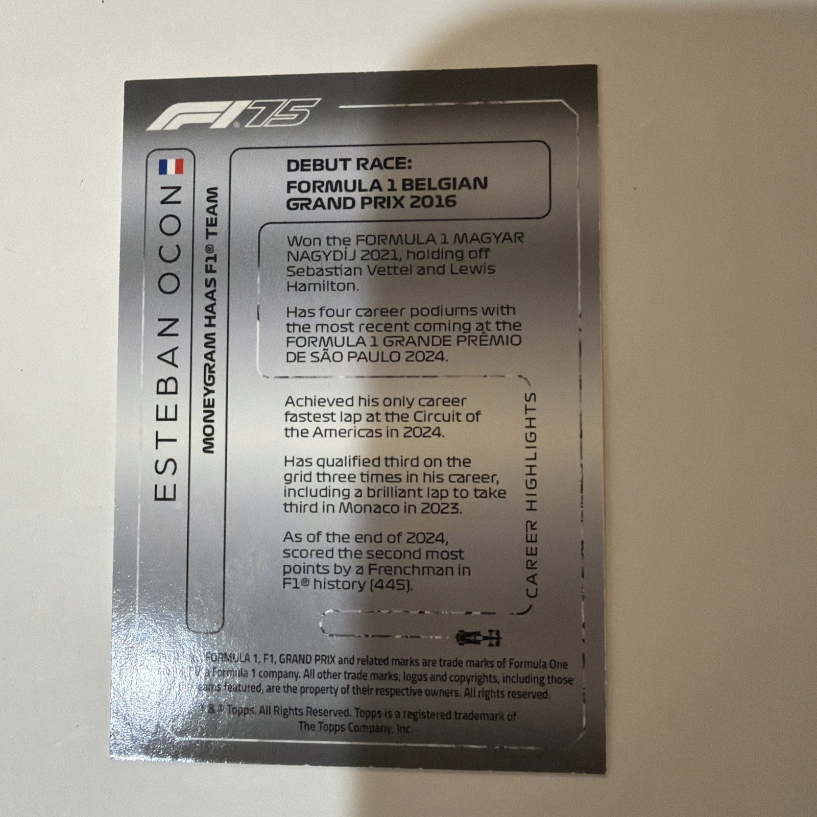2025 Topps F1 Turbo Attax Diamond Pull - Esteban Ocon #321 - photo 2