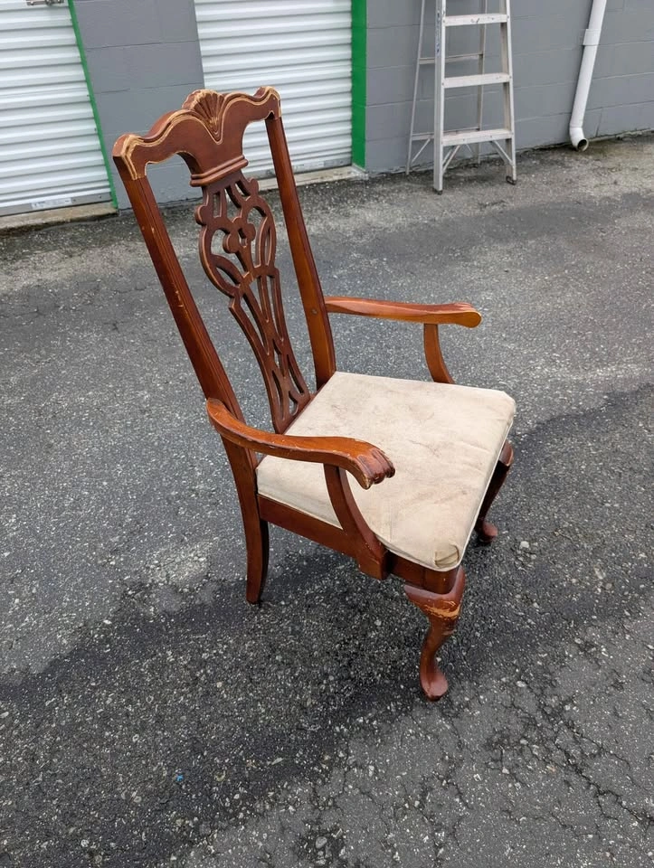 Vintage Wooden Armchair Carved Back - photo 2