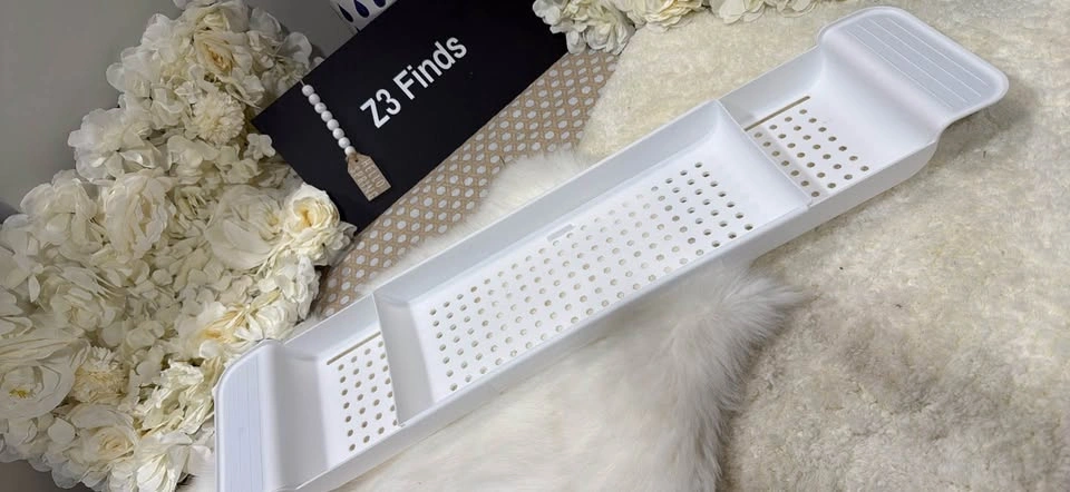 Expandable White Bathtub Caddy Tray - photo 5