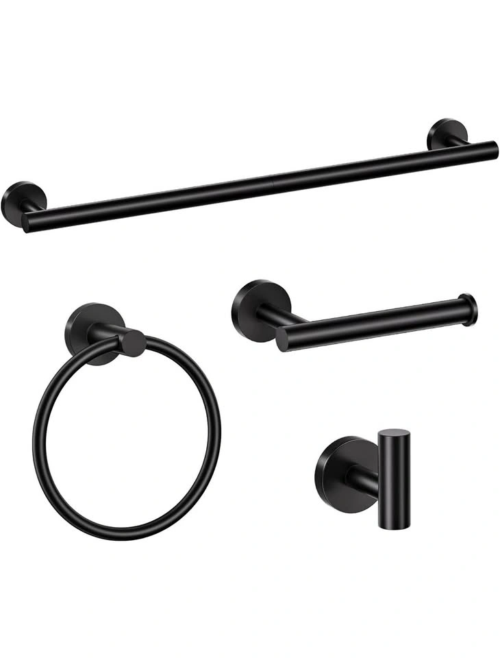 Black Matte Stainless Steel Bathroom Accessories Set (4 pcs)